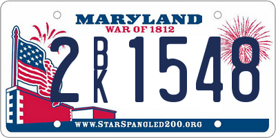 MD license plate 2BK1548