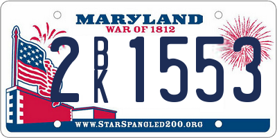MD license plate 2BK1553