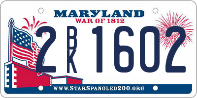 MD license plate 2BK1602