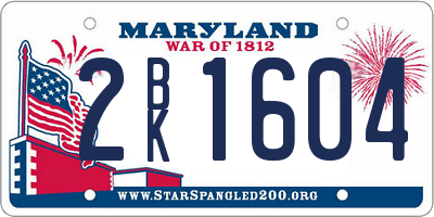 MD license plate 2BK1604