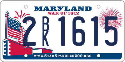 MD license plate 2BK1615
