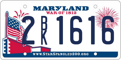MD license plate 2BK1616