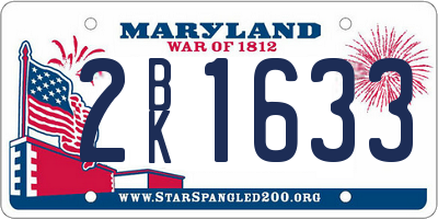 MD license plate 2BK1633