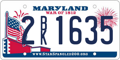 MD license plate 2BK1635