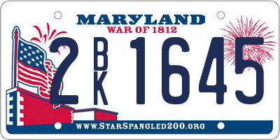 MD license plate 2BK1645