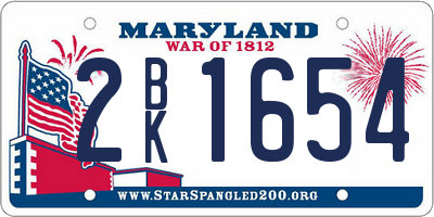 MD license plate 2BK1654