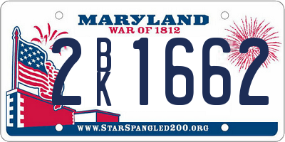 MD license plate 2BK1662