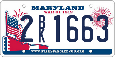 MD license plate 2BK1663