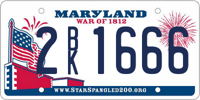 MD license plate 2BK1666