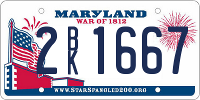 MD license plate 2BK1667
