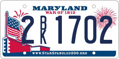 MD license plate 2BK1702