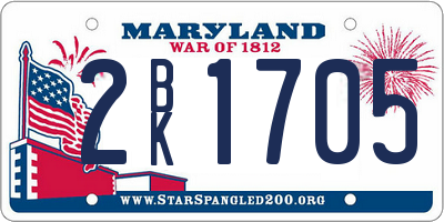 MD license plate 2BK1705