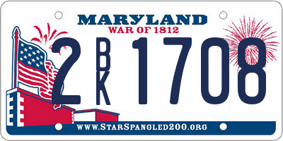MD license plate 2BK1708