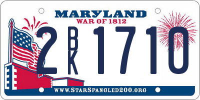 MD license plate 2BK1710