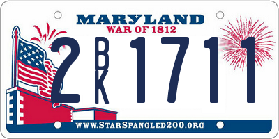 MD license plate 2BK1711