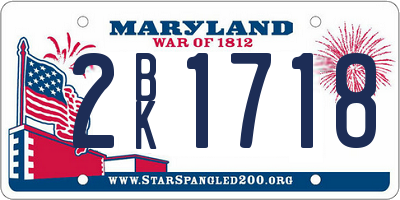 MD license plate 2BK1718