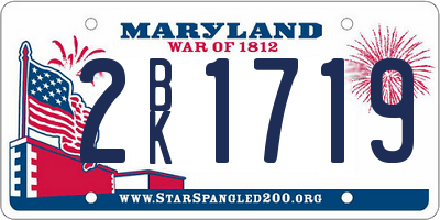 MD license plate 2BK1719