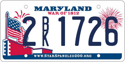 MD license plate 2BK1726