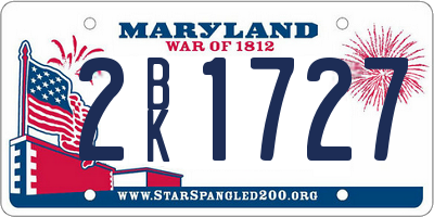 MD license plate 2BK1727