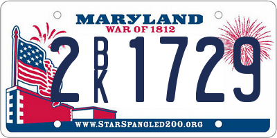 MD license plate 2BK1729