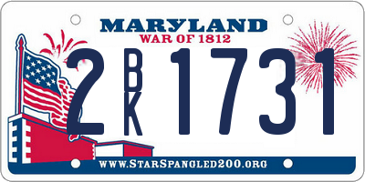 MD license plate 2BK1731