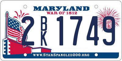 MD license plate 2BK1749