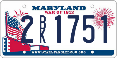 MD license plate 2BK1751