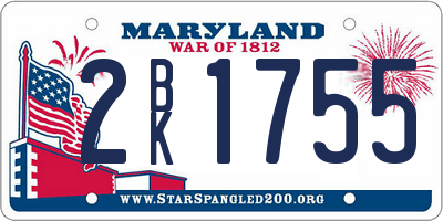 MD license plate 2BK1755