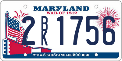 MD license plate 2BK1756