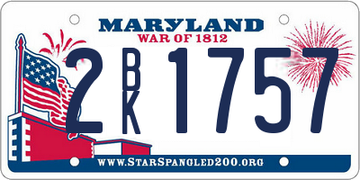 MD license plate 2BK1757