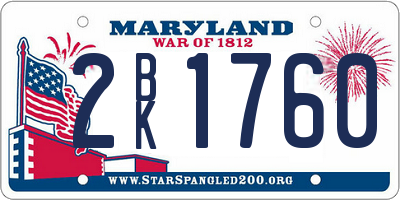 MD license plate 2BK1760