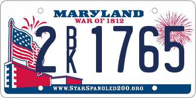 MD license plate 2BK1765