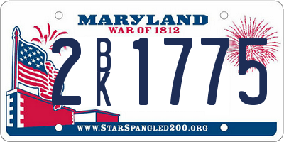 MD license plate 2BK1775