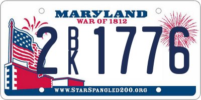 MD license plate 2BK1776