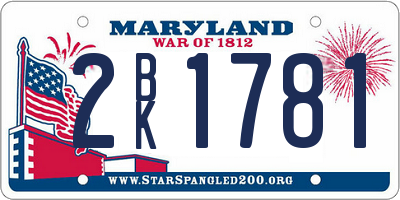 MD license plate 2BK1781