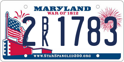 MD license plate 2BK1783