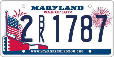 MD license plate 2BK1787