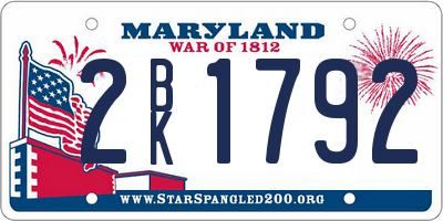 MD license plate 2BK1792
