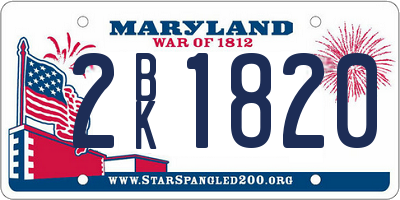 MD license plate 2BK1820