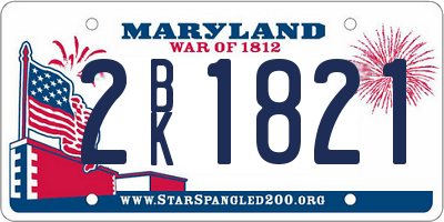 MD license plate 2BK1821