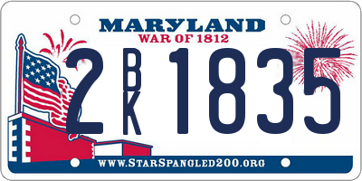MD license plate 2BK1835