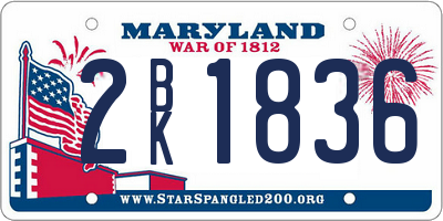 MD license plate 2BK1836