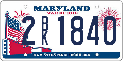 MD license plate 2BK1840