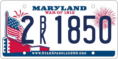 MD license plate 2BK1850