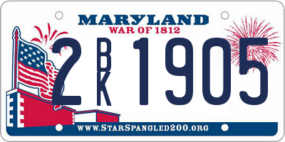MD license plate 2BK1905