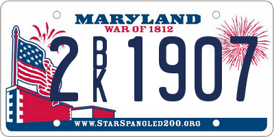 MD license plate 2BK1907