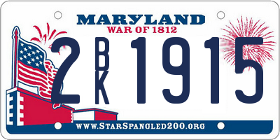 MD license plate 2BK1915