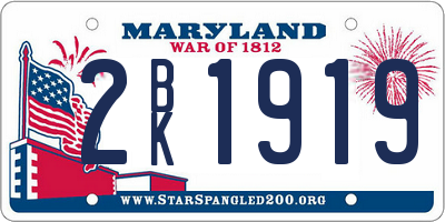 MD license plate 2BK1919