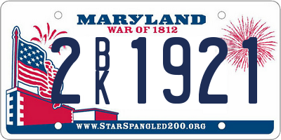 MD license plate 2BK1921