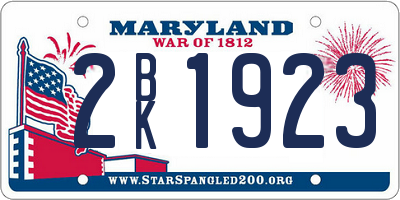 MD license plate 2BK1923